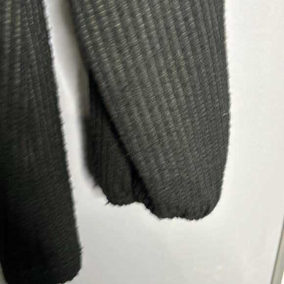 Pleione Black Ribbed Twist Front Peplum Long Sleeve Top Size Medium - Picture 5 of 7